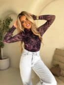 Bluzka SKIN transparent print rose – brudny róż