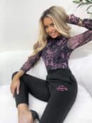 Bluzka SKIN transparent print rose – brudny róż