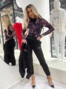 Bluzka SKIN transparent print rose – brudny róż