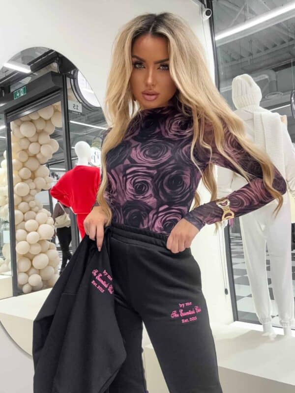 Bluzka SKIN transparent print rose – brudny róż