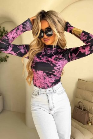 Bluzka SKIN print dior – mocny róż