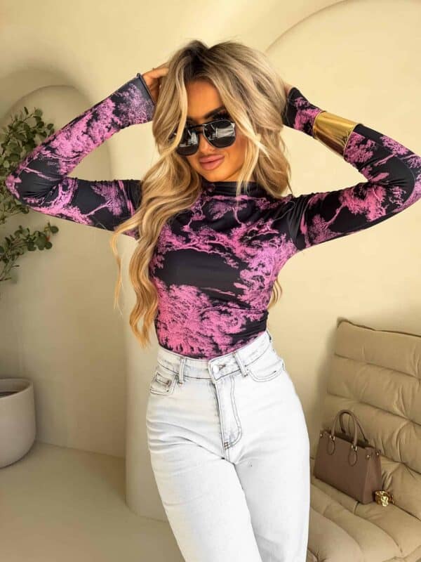 Bluzka SKIN print dior – mocny róż Bluzka SKIN print dior – mocny róż