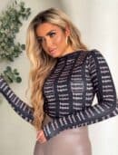 Bluzka SKIN MIU – czarno-beżowa