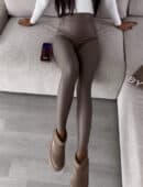 Legginsy LEATHER - mokka