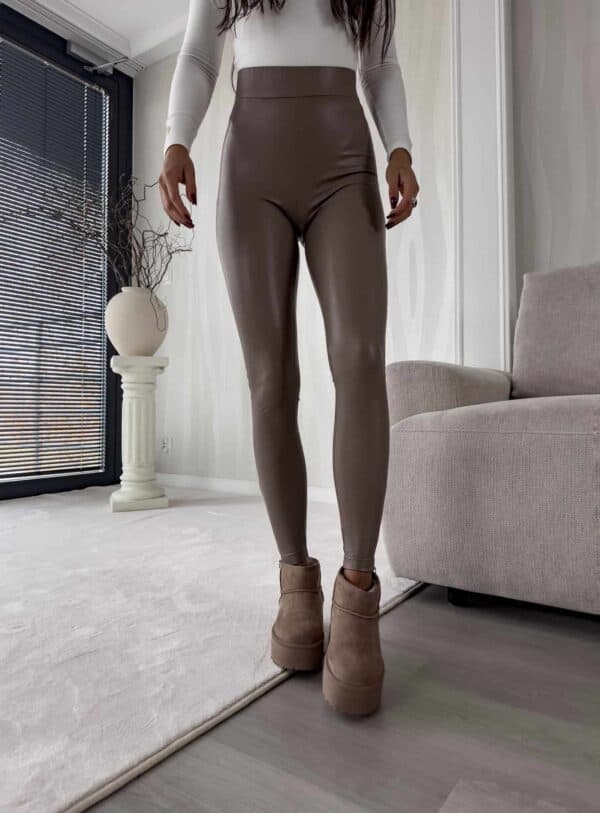 Legginsy LEATHER - mokka