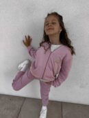 Komplet dziecięcy kaptur LOGO – różowy