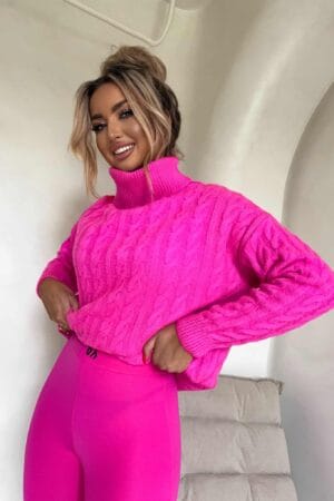 Sweter golf INKO - mocny róż