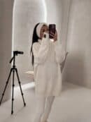 Sweter golf LAVER - ecru