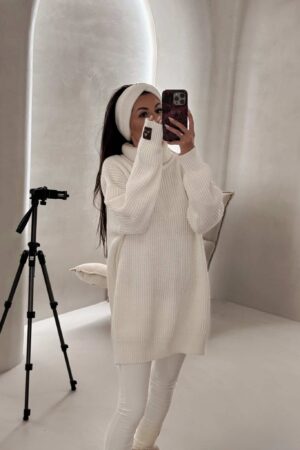 Sweter golf LAVER - ecru