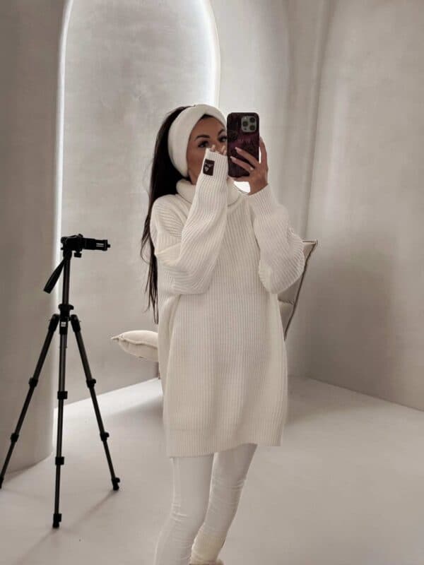 Sweter golf LAVER - ecru