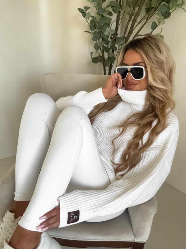 Sweter golf LAVER - ecru