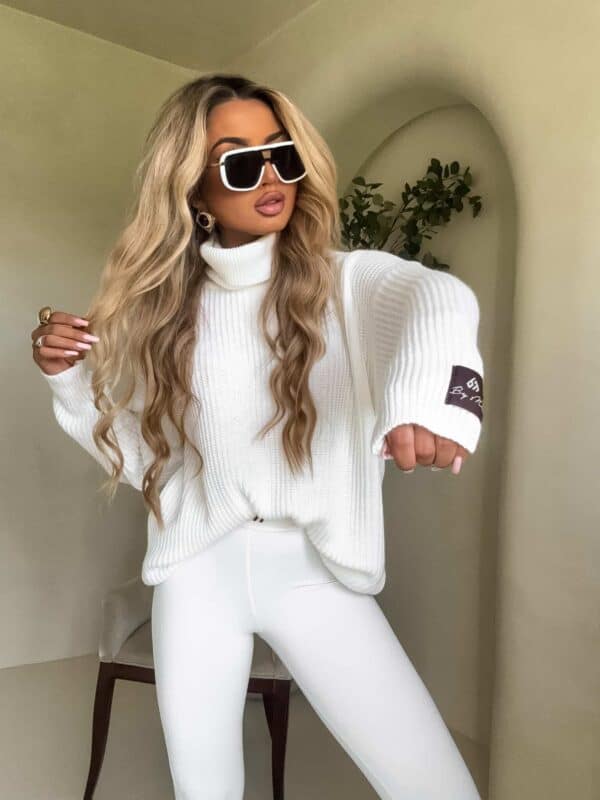 Sweter golf LAVER - ecru