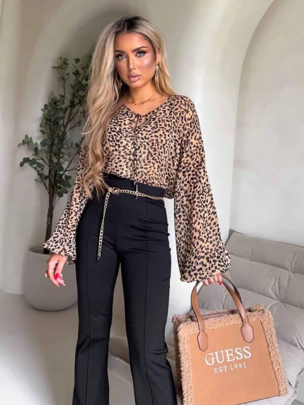 Bluzka LISBONA panterka - beżowo-czarna