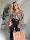 Bluzka LISBONA panterka - beżowo-czarna