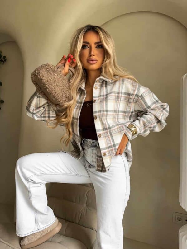 Koszula KRATA - szaro-beżowa Koszula KRATA - szaro-beżowa