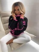 Sweter golf TRAIN – czarno-różowy Sweter golf TRAIN – czarno-różowy