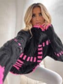 Sweter golf TRAIN – czarno-różowy Sweter golf TRAIN – czarno-różowy