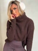 Sweter golf INKO - czekoladowy Sweter golf INKO - czekoladowy