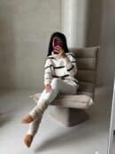 Sweter golf INKO pasy - wanilia-czarne Sweter golf INKO pasy - wanilia-czarne