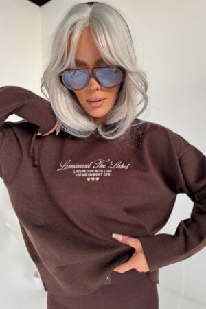 Sweter LOVE czekolada