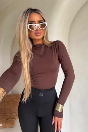 Bluzka SKIN gładka – czekoladowy