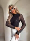 Bluzka SKIN IV transparent brokat - czarna Bluzka SKIN IV transparent brokat - czarna