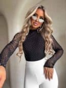 Bluzka SKIN IV transparent brokat - czarna Bluzka SKIN IV transparent brokat - czarna