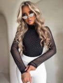 Bluzka SKIN IV transparent brokat - czarna Bluzka SKIN IV transparent brokat - czarna