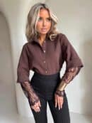 Koszula rękaw KORONKA - czekoladowa Koszula rękaw KORONKA - czekoladowa