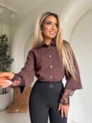 Koszula rękaw KORONKA - czekoladowa Koszula rękaw KORONKA - czekoladowa