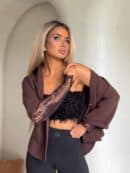 Koszula rękaw KORONKA - czekoladowa Koszula rękaw KORONKA - czekoladowa