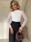 Bluzka SKIN IV transparent gładka - ecru Bluzka SKIN IV transparent gładka - ecru