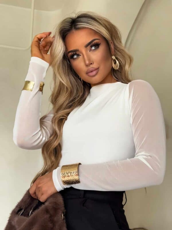 Bluzka SKIN IV transparent gładka - ecru Bluzka SKIN IV transparent gładka - ecru