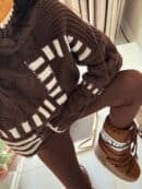 Sweter golf TRAIN – czekoladowo-beżowy