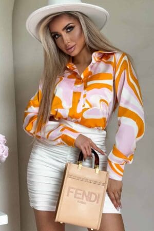 Koszula GOSSIP print – pomarańczowo-różowa