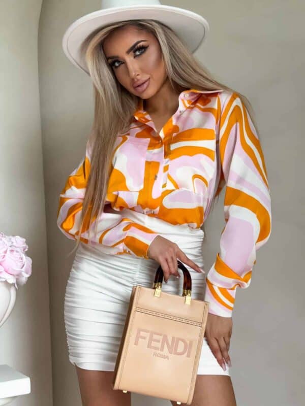 Koszula GOSSIP print – pomarańczowo-różowa Koszula GOSSIP print – pomarańczowo-różowa