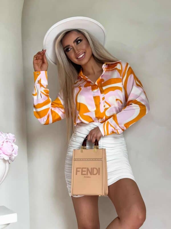 Koszula GOSSIP print – pomarańczowo-różowa