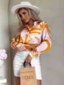 Koszula GOSSIP print – pomarańczowo-różowa