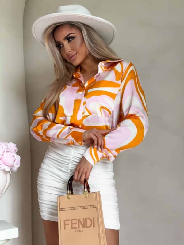 Koszula GOSSIP print – pomarańczowo-różowa