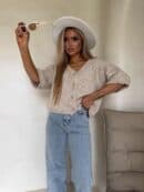 Kardigan ROYAL - chłodny beż