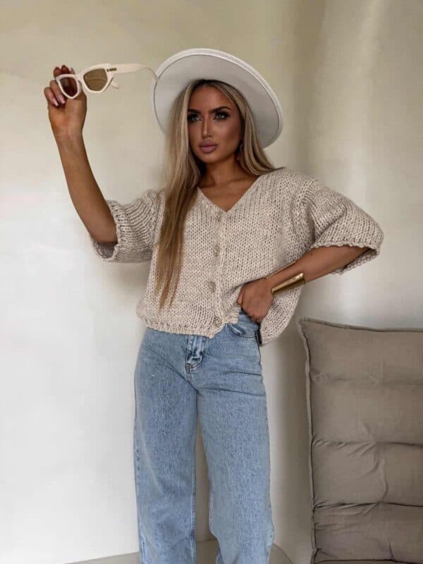 Kardigan ROYAL - chłodny beż