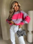 Sweter LEGEND pasy – lila-koral