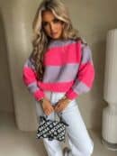 Sweter LEGEND pasy – lila-koral