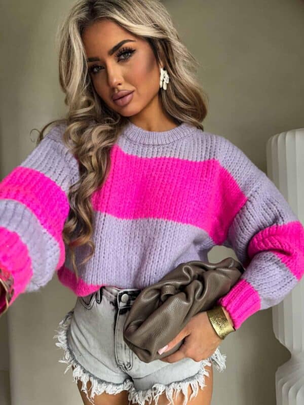 Sweter LEGEND pasy – lila-fuksja