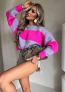 Sweter LEGEND pasy – lila-fuksja