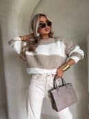 Sweter LEGEND pasy – beż-ecru