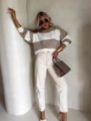 Sweter LEGEND pasy – beż-ecru