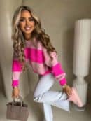 Sweter LEGEND pasy – jasny róż-fuksja