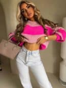 Sweter LEGEND pasy – jasny róż-fuksja