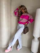 Sweter LEGEND pasy – jasny róż-fuksja